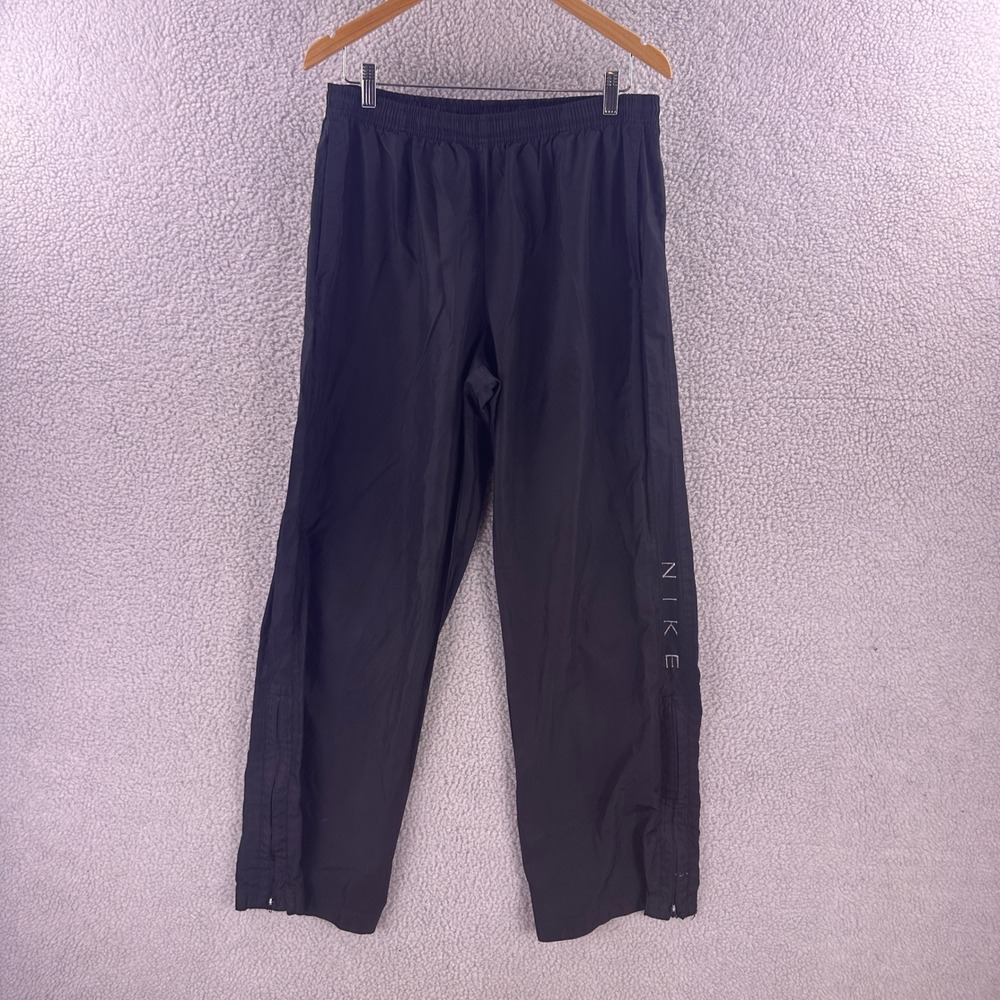 Nike Vintage Mens Large Black Windbreaker Track Pants Zipper Cuffs Athletic